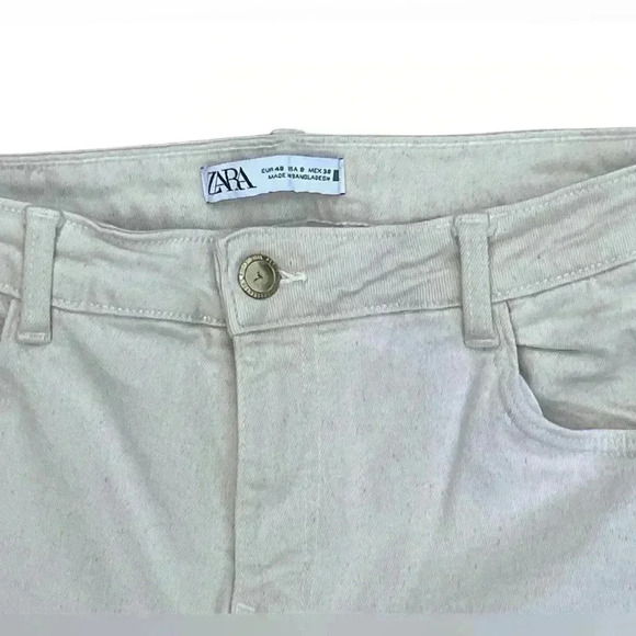 ZARA cream speckled straight jeans in size 8. - Picture 3 of 6